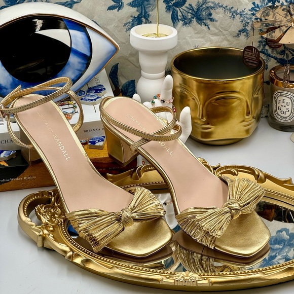 🆕 LOEFFLER RANDALL 🧿 NWOT Kimora Metallic Bow Ankle Strap Sandals, Gold Sz 7.5 - Picture 13 of 13